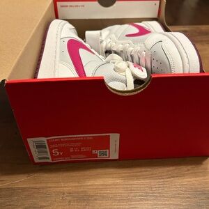 Nike Kids Court Borough Mid 2 - White and Pink Sneakers